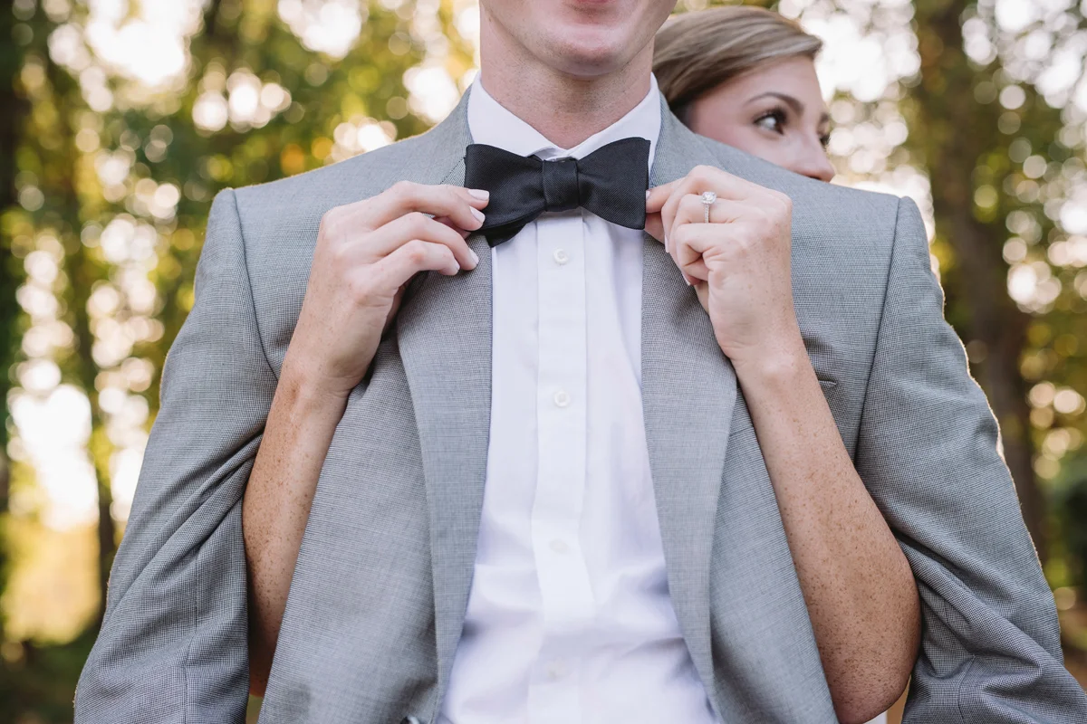 bow tie engagement photo