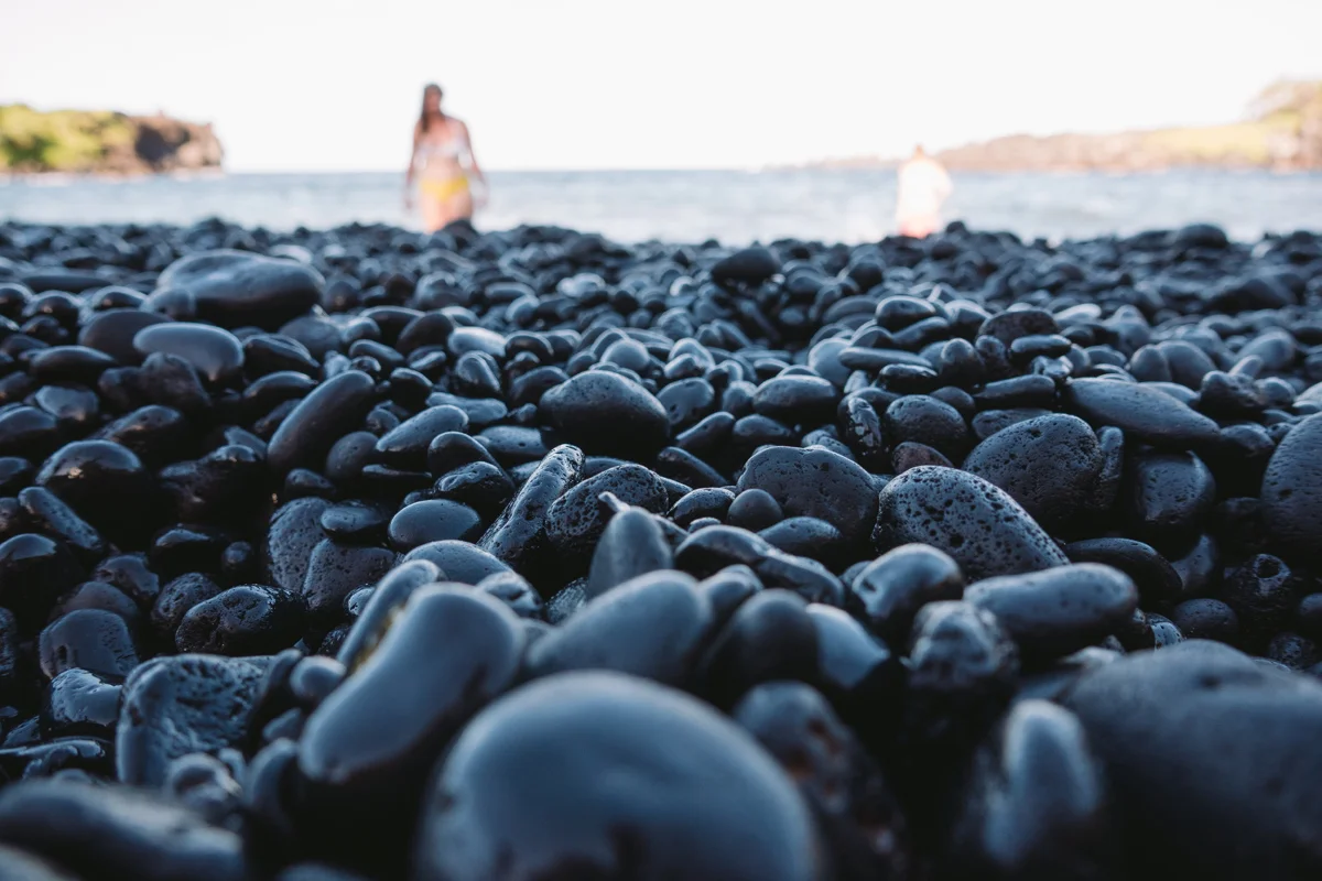 black sand beach