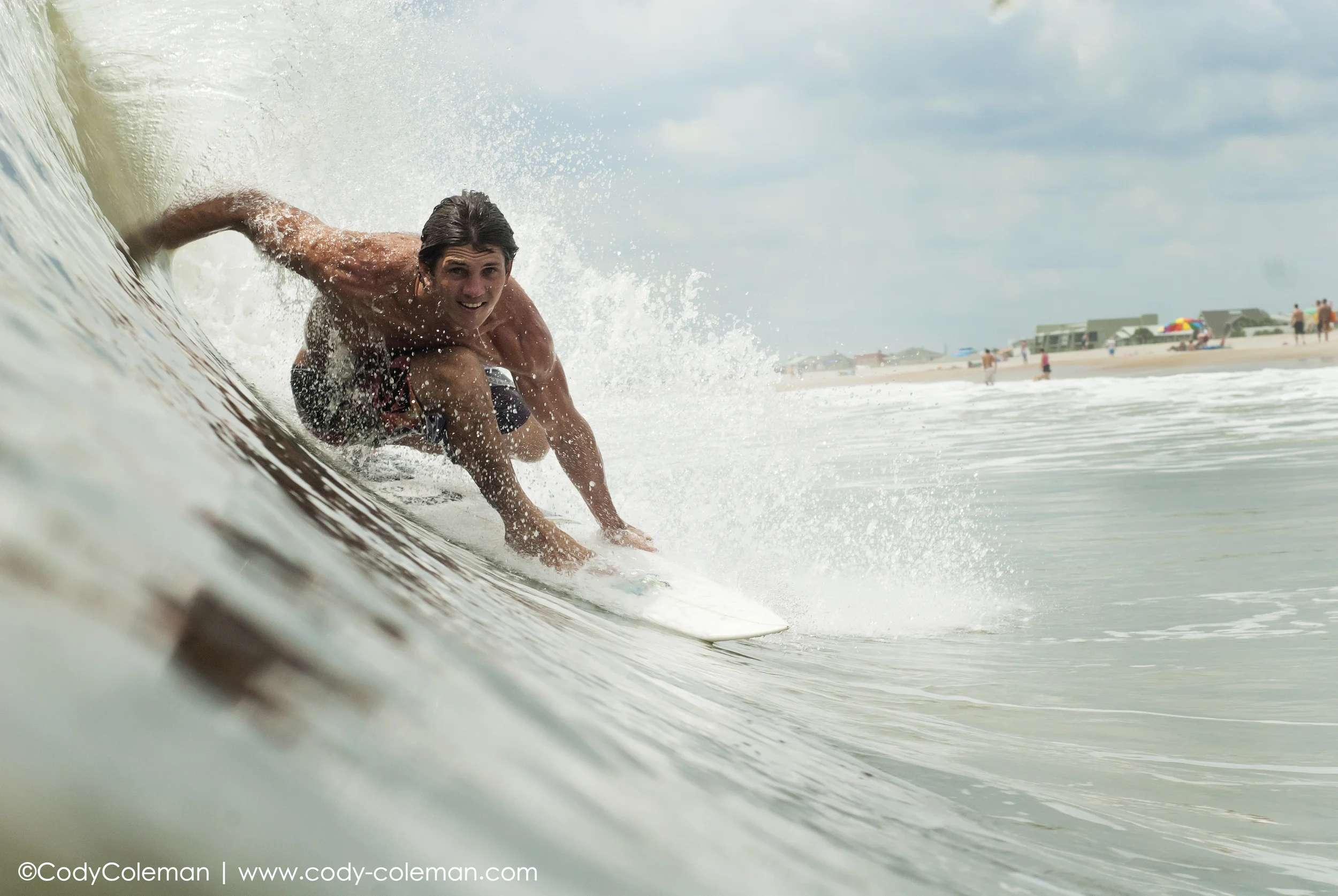 Stephen grabbing rail and stalling for an inside section.