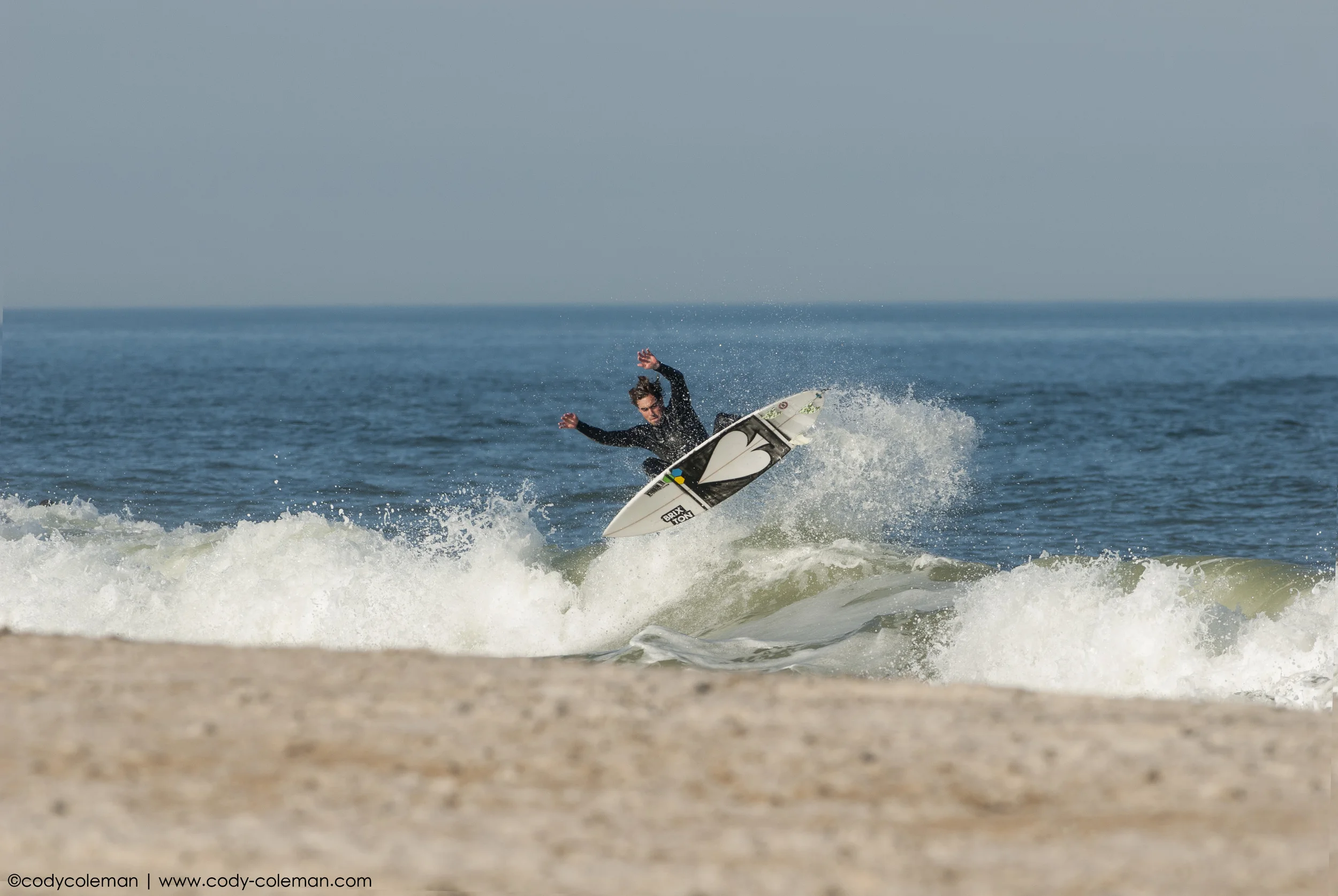 Seth throwing one to the beach.