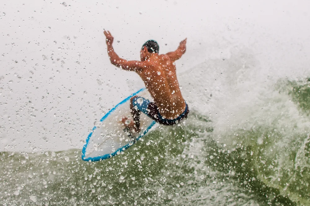 Shooting photos in the ocean is such a rewarding yet tough task. There are so many elements that go into taking a good photograph in ocean. My goal as a ocean photographer weather it be an athlete on some type of board or an empty wave or ocean is to give the viewer the sense that they were actually there in that actual moment that I experienced. This photo for me really gives a view of what I see often times while out shooting surfers in the ocean.