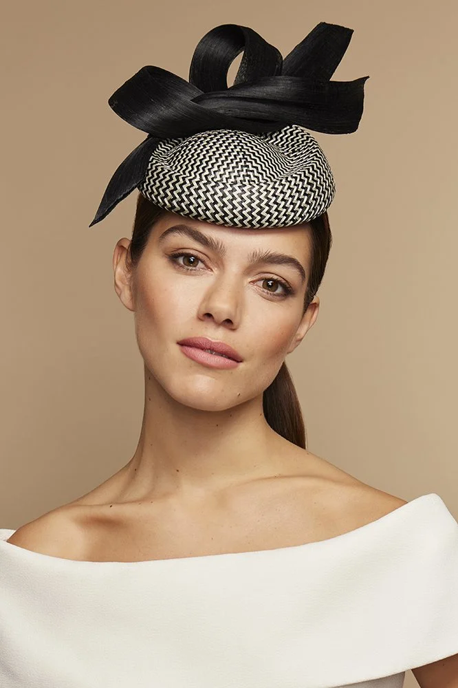 Black and White Houndstooth Fascinator with Bow Black and White Houndstooth Tweed and Felt Fascinator Half  main image 4