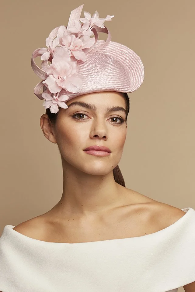 Pink Straw Orchid Hat/Occasion Hat/Wedding Hat/Designer Hat