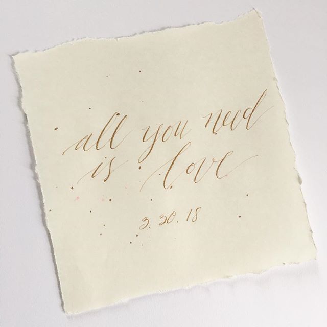 💕 all you need is love 💕 &mdash; happy wedding week to L + M!
.
.
.
#calligraphy #moderncalligraphy #allyouneedislove #wedding #centralpaweddings