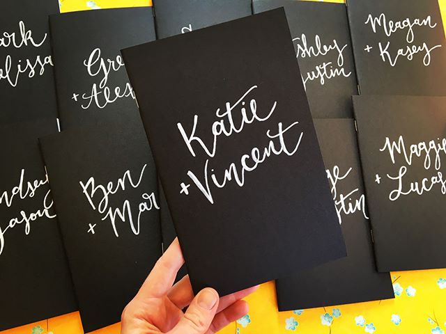 Loved writing out these cute little notebooks for @beyondthevowsmovement! 💕✨📓
.
.
.
#calligraphy #moderncalligraphy #handlettering