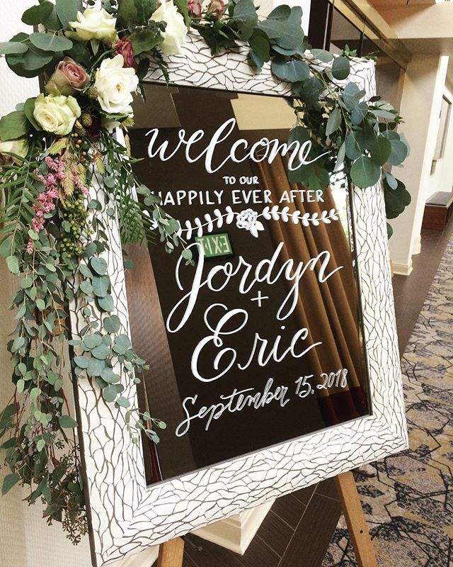 Welcome to our happily ever after ... 😍 Welcome sign for a beautiful wedding this past weekend! #calligraphy #moderncalligraphy #welcomesign #weddingsign #weddingcalligraphy