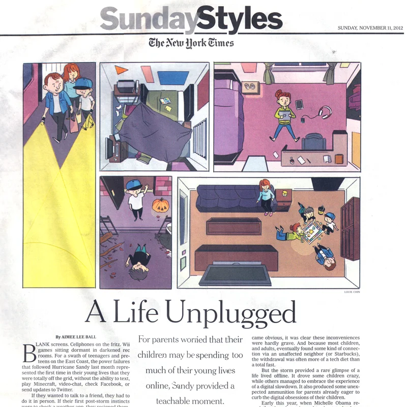   A LIFE UNPLUGGED  Client: Sunday Styles, The New York Times AD: Barbara Richer You can read the article  here  