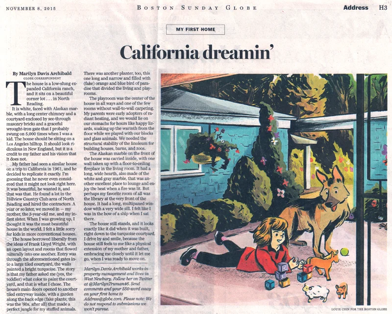   California dreamin’ in North Reading   by Marilyn Davis Archibald AD: Jane Martin  Read the Article  here  