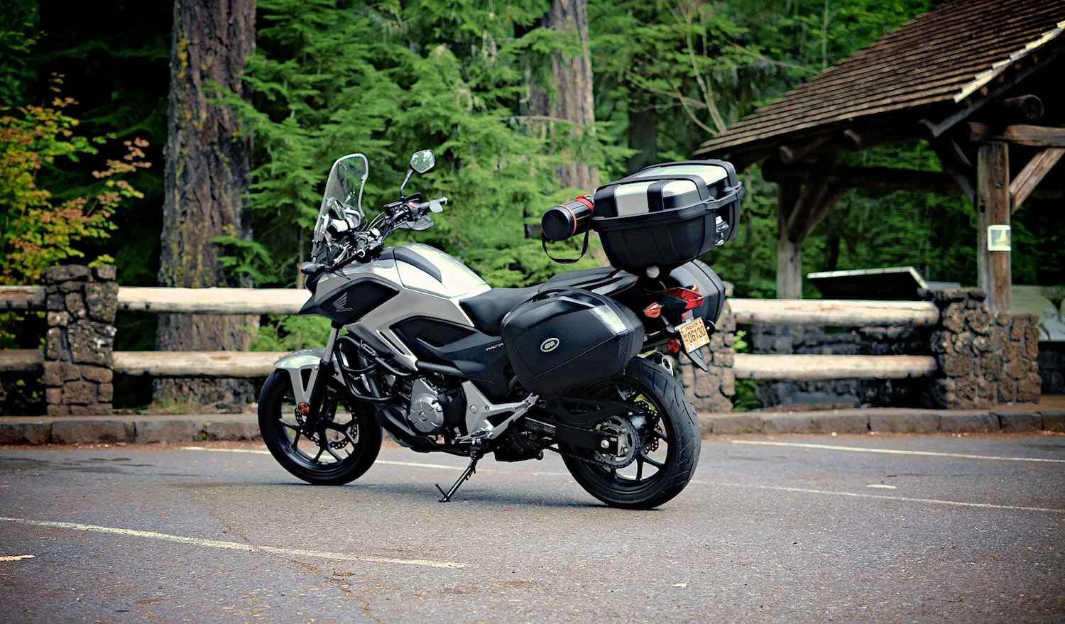My Honda NC700X, with tripod tube rigged. 73 miles per gallon on this trip! Fuji X-E1, XF35mm. ISO 400, f/2, 1/125 second. 