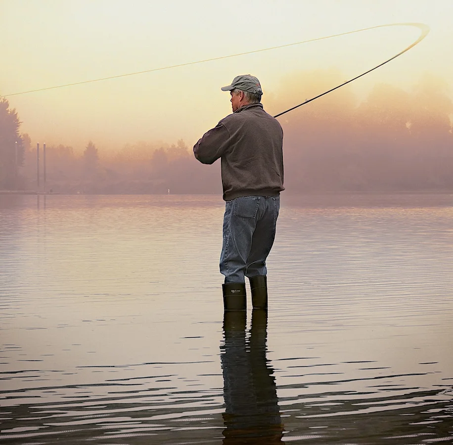 Fly fishing on the Willamette River, Wallace Marine Park, Salem, Oregon - Fujifilm XE-1, 18-55mm @ 55mm, ISO 800, f/13, 1/125. 
