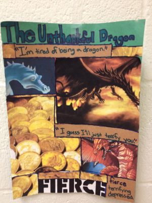 The second poem was about a dragon of death who killed, pillaged, and destroyed