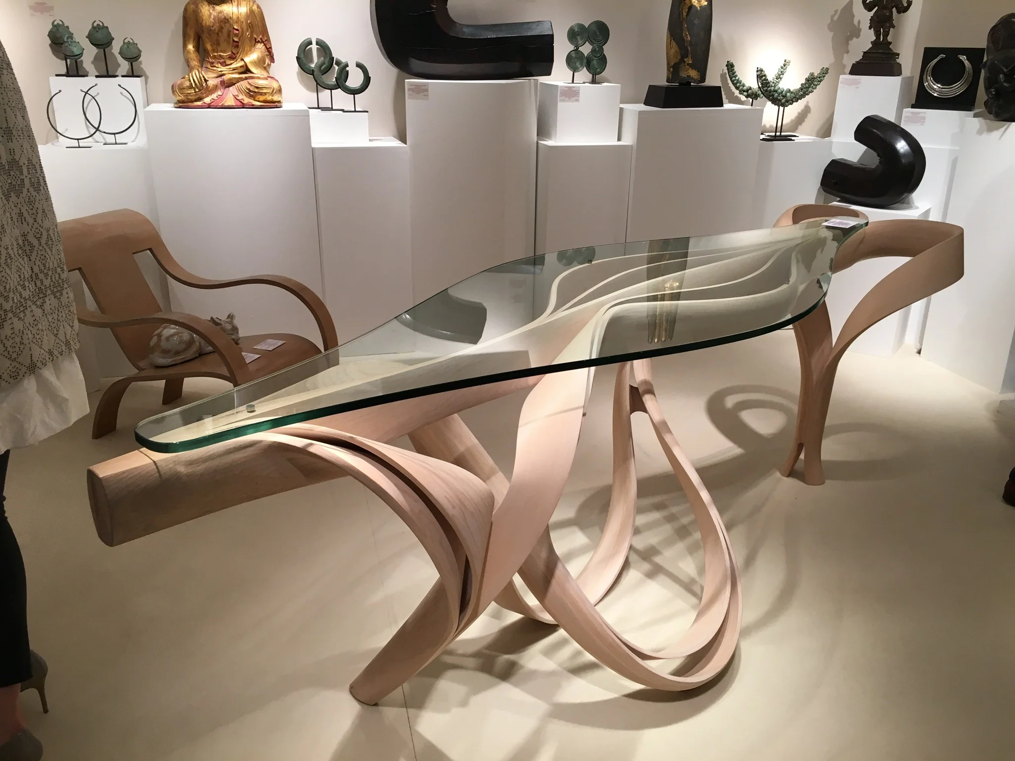 Eniguum Consul Table (Olive, Ash & glass) by Joseph Walsh (born 1979) - £48,000 + vat – on Stand C6 – Peter Petrou, exhibiting at PAD for the first time