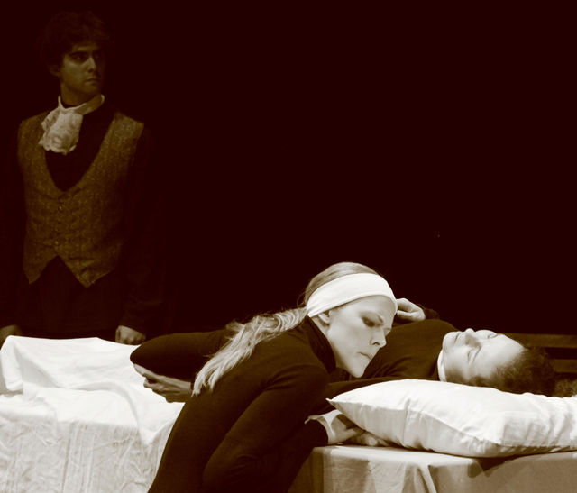 Stewart Kramer, Jennifer Moore and Leanne Gonzalez-Singer in Dell'Arte's Opera Ensemble's production of Poulenc's Dialogues des Carmélites. The Goods, on a shoestring.