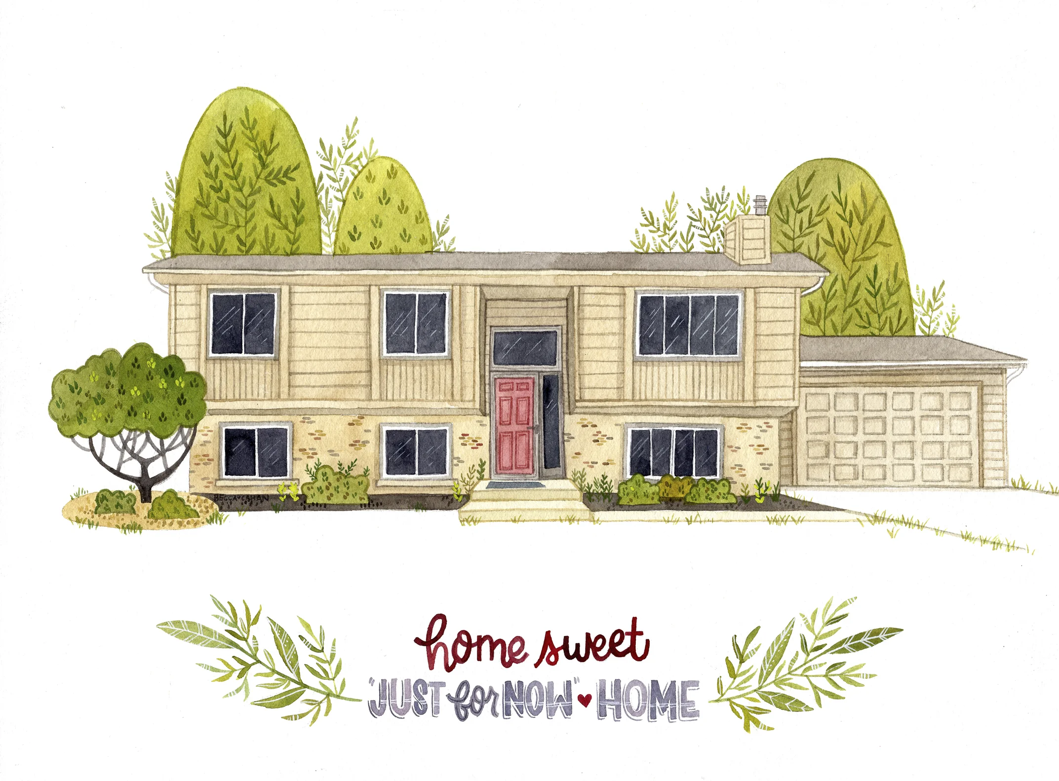 Becca Cahan Custom Watercolor House Portrait // BeccaCahan.com