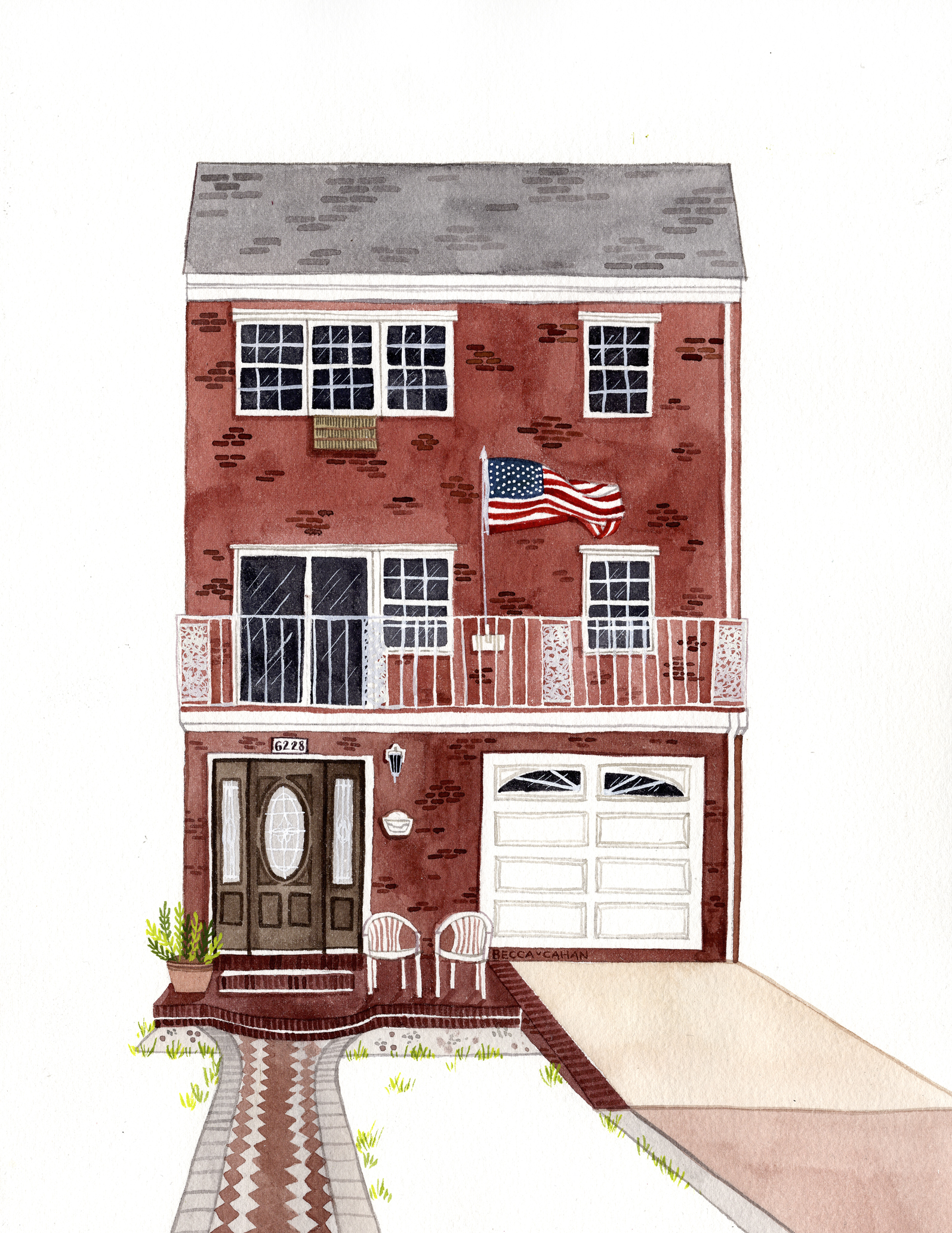 Becca Cahan Custom Watercolor House Portrait // BeccaCahan.com
