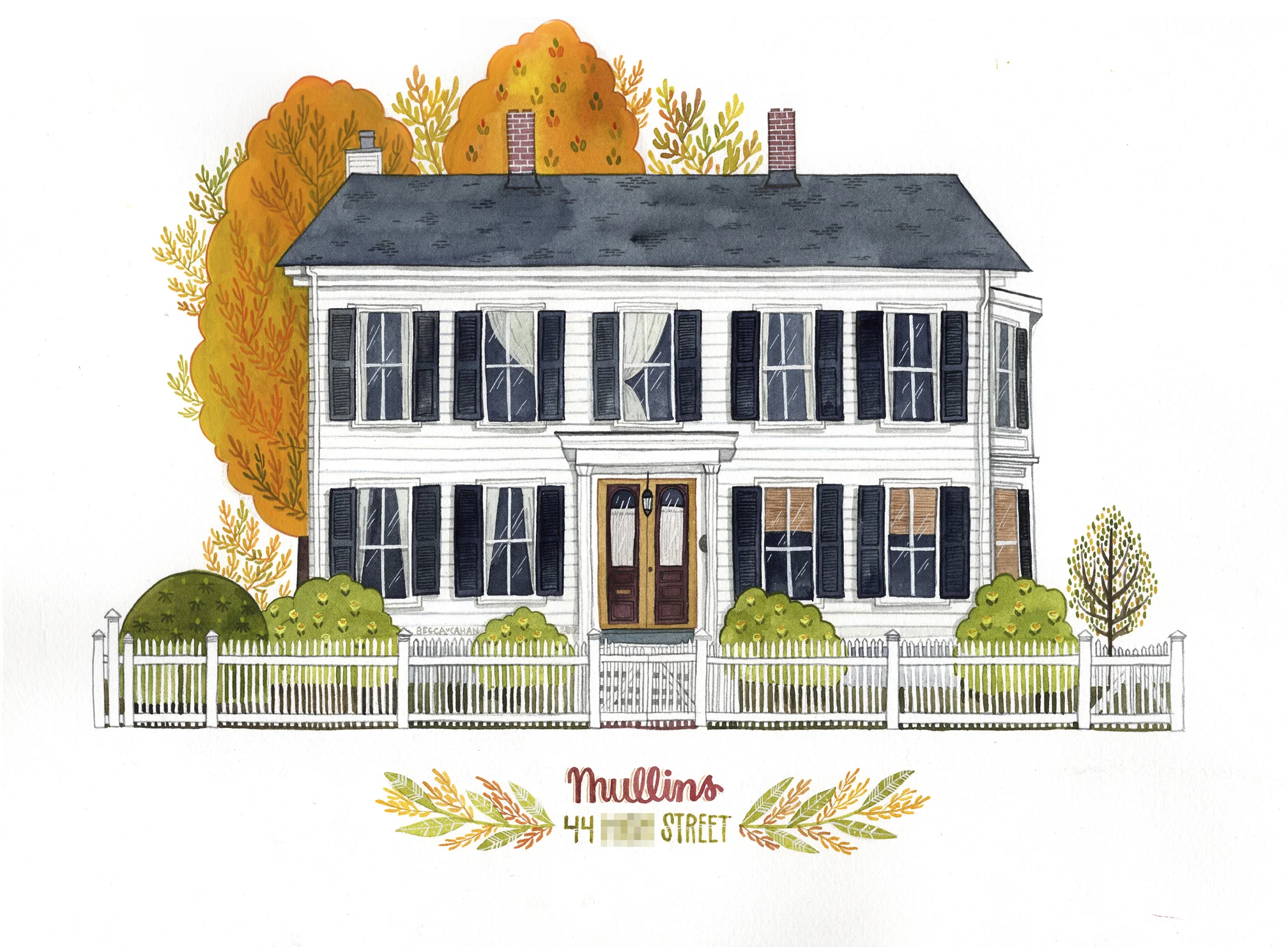 Becca Cahan Custom Watercolor House Portrait // BeccaCahan.com