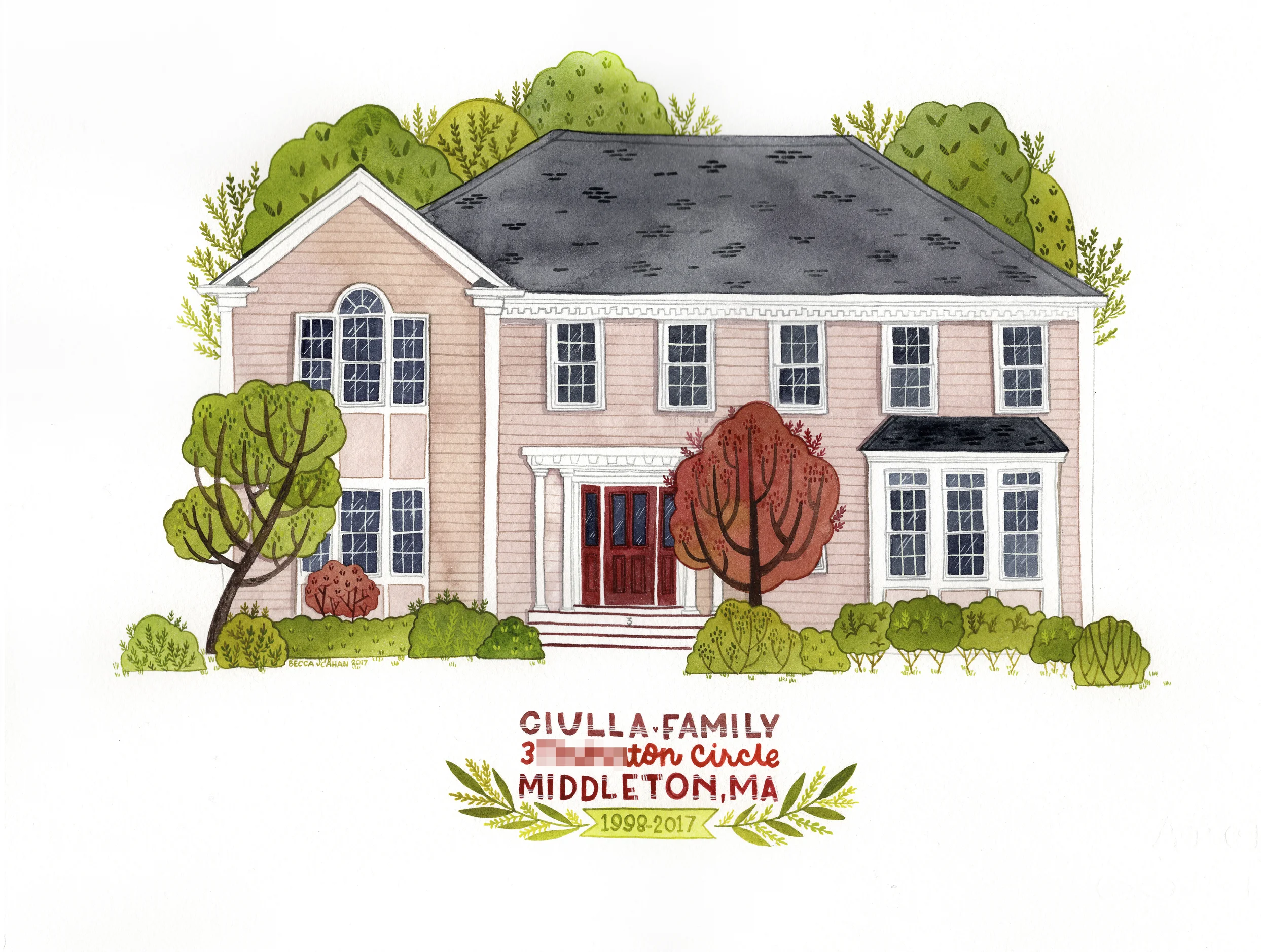 Becca Cahan Custom Watercolor House Portrait // BeccaCahan.com