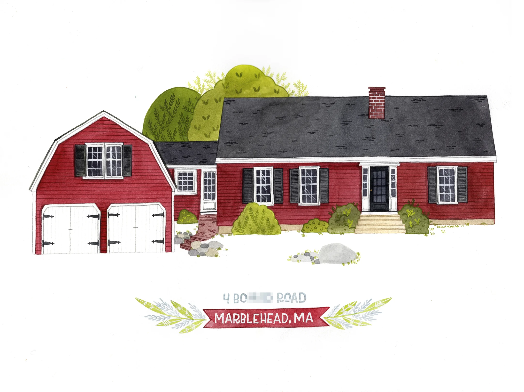 Becca Cahan Custom Watercolor House Portrait // BeccaCahan.com