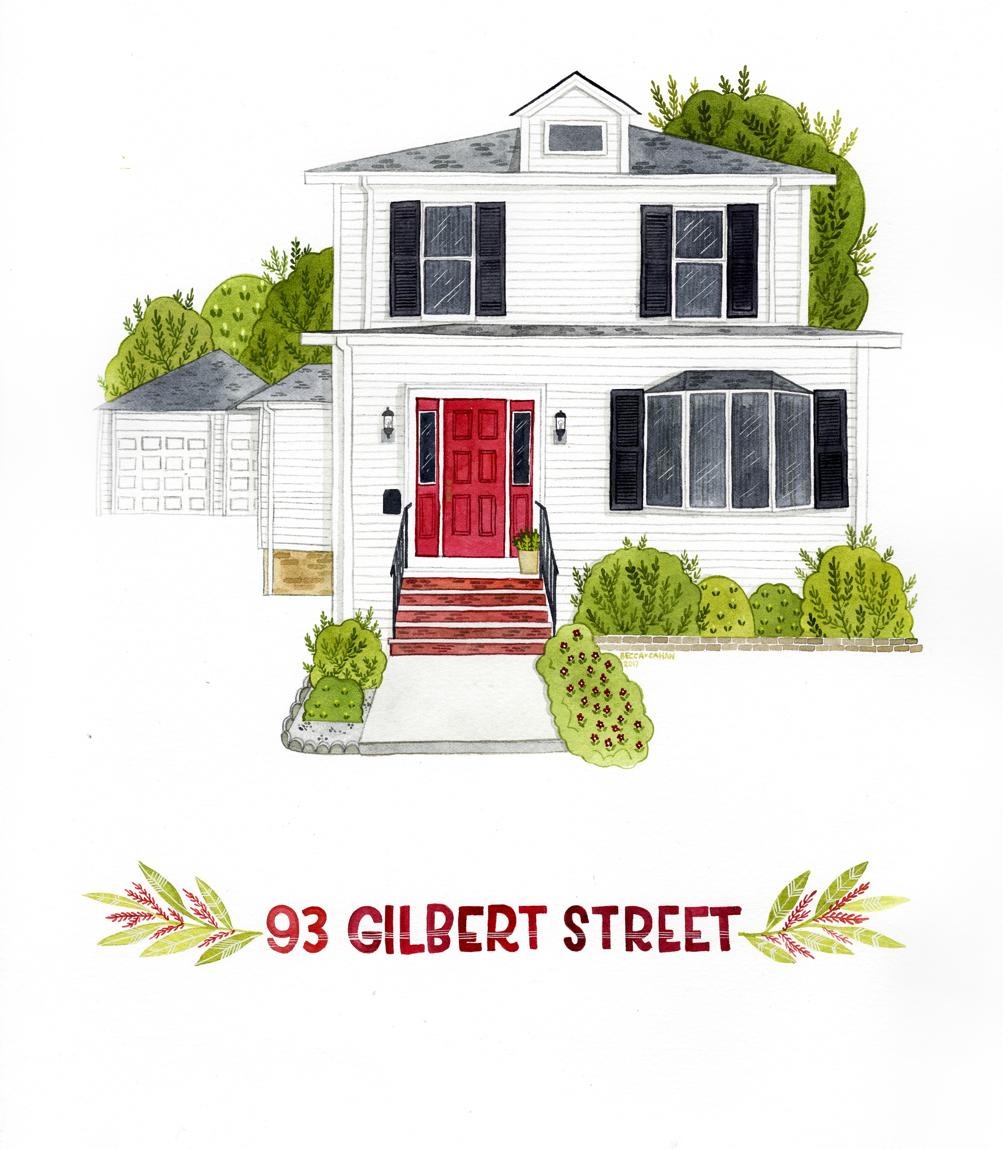 Becca Cahan Custom Watercolor House Portrait // BeccaCahan.com