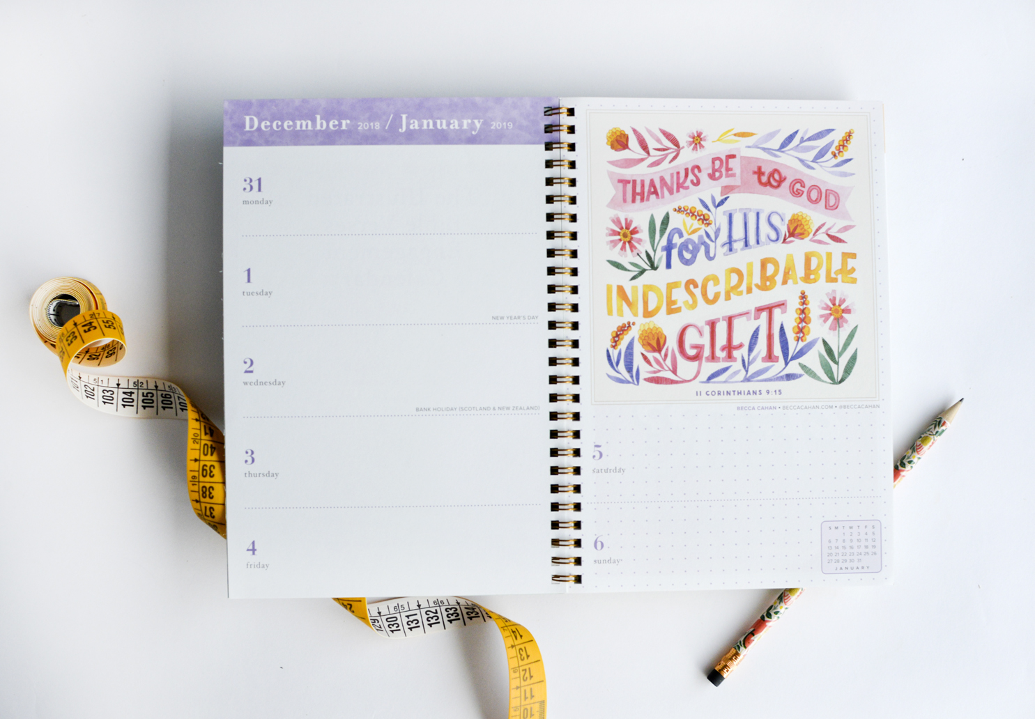  Becca Cahan Illustration X Workman Publishing Illustrated Bible Verse Engagement Calendar Planner 