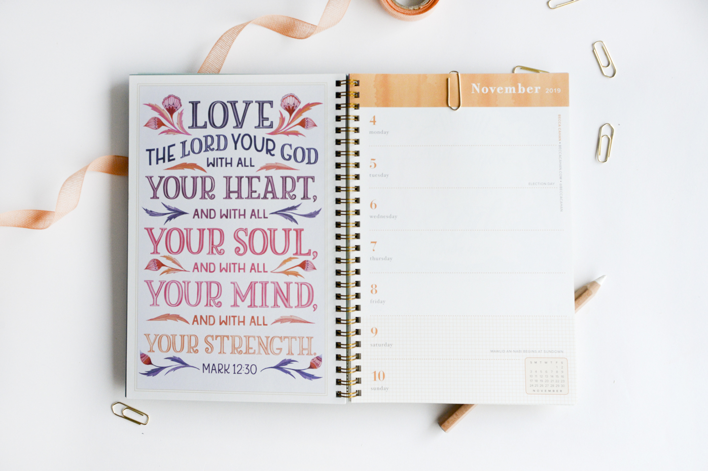  Becca Cahan Illustration X Workman Publishing Illustrated Bible Verse Engagement Calendar Planner 