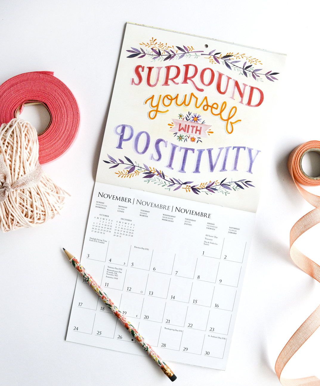 2019 Graphique De France "Happiness is Only Real When Shared" Mini Calendar Illustrated by Becca Cahan