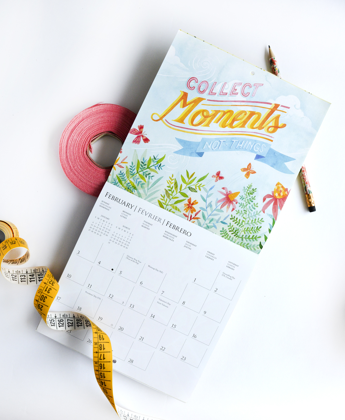 2019 Graphique De France "Happiness is Only Real When Shared" Mini Calendar Illustrated by Becca Cahan