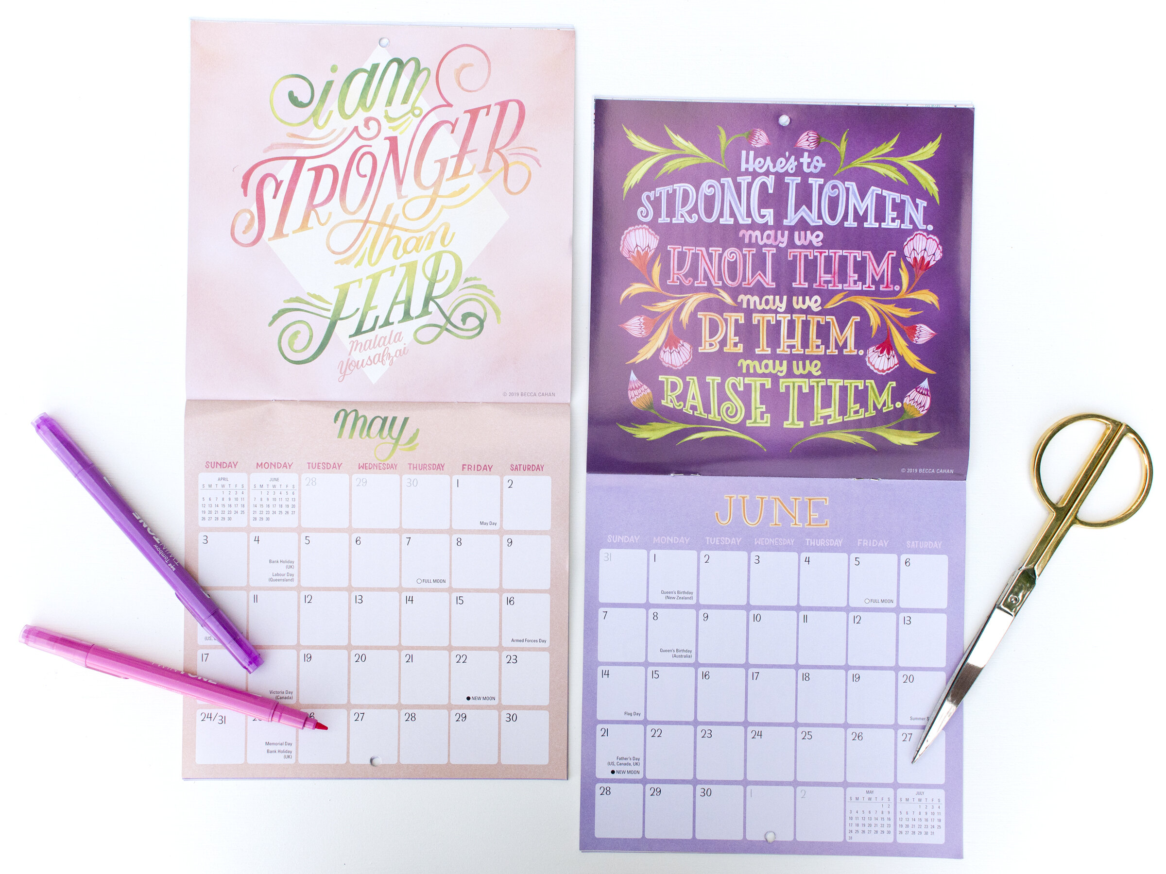 2020 Sellers Publishing "She Persisted" Mini Wall Calendar Illustrated by Becca Cahan