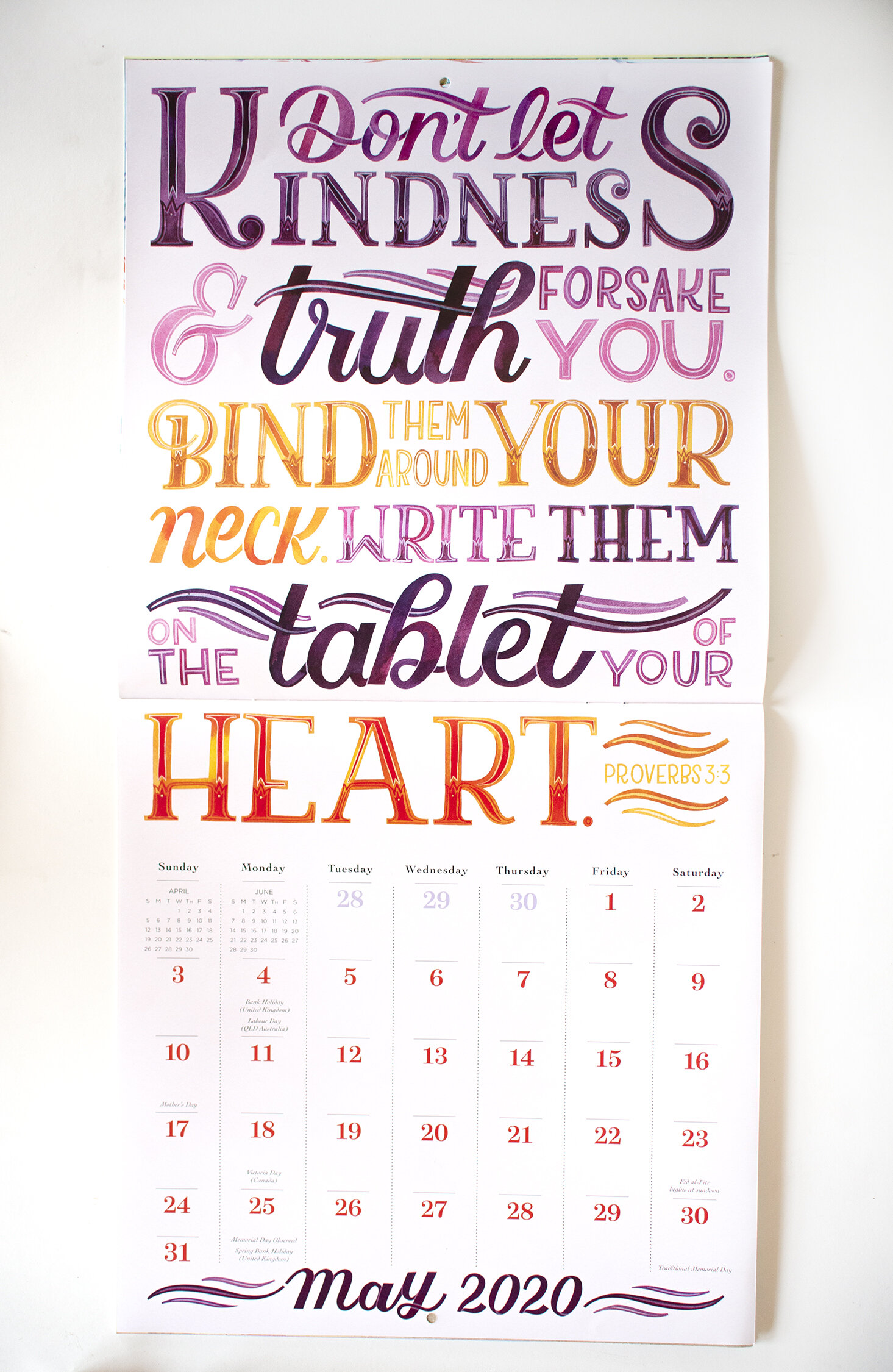 "Illustrated Bible Verses" Workman Publishing 2020 Calendar // Illustrations by Becca Cahan