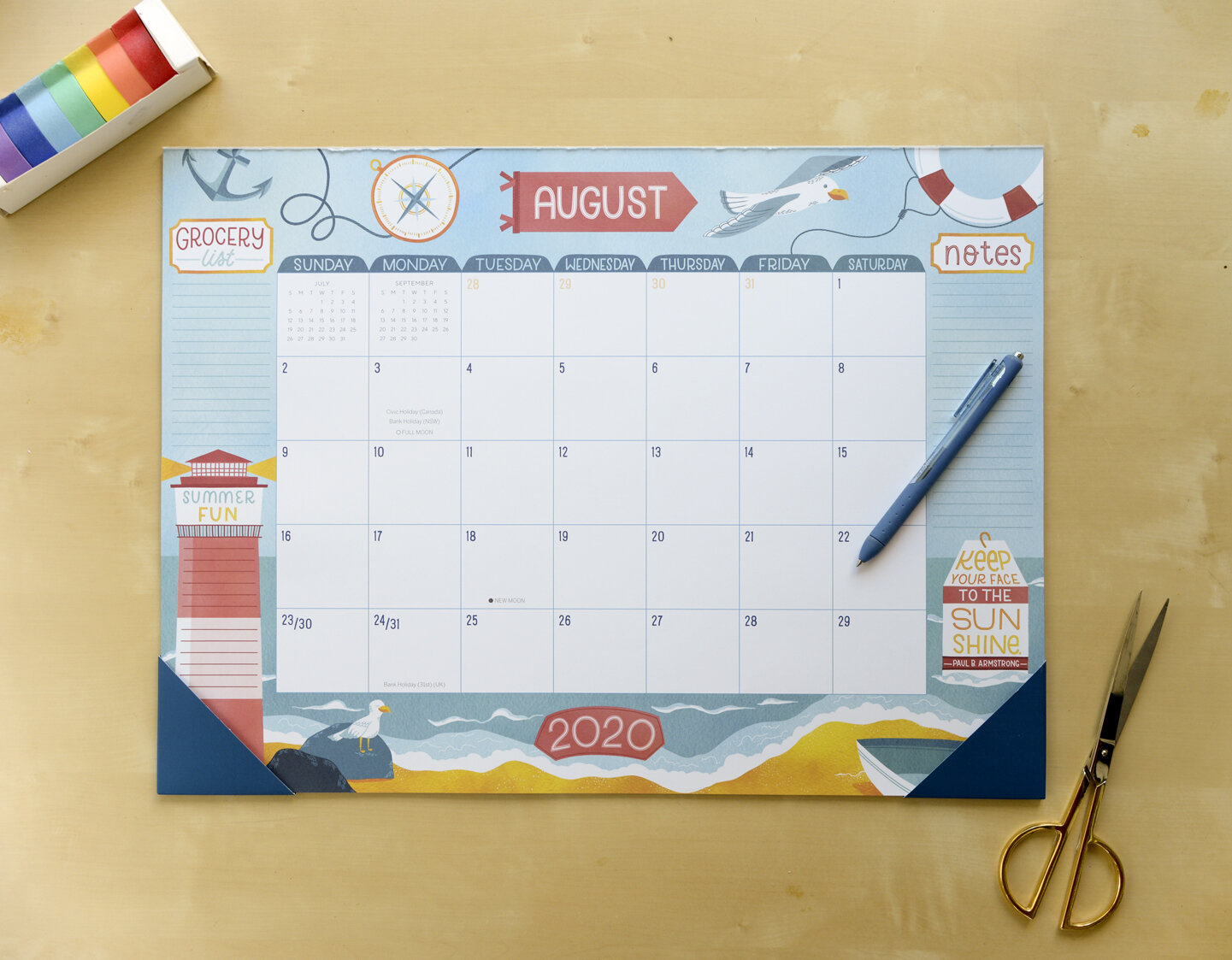 2019-2020 Sellers Publishing Illustrated Deskpad Calendar by Becca Cahan