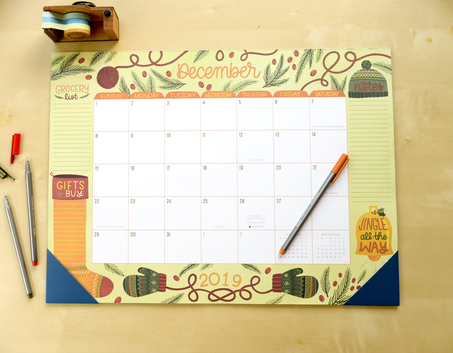 2019-2020 Sellers Publishing Illustrated Deskpad Calendar by Becca Cahan