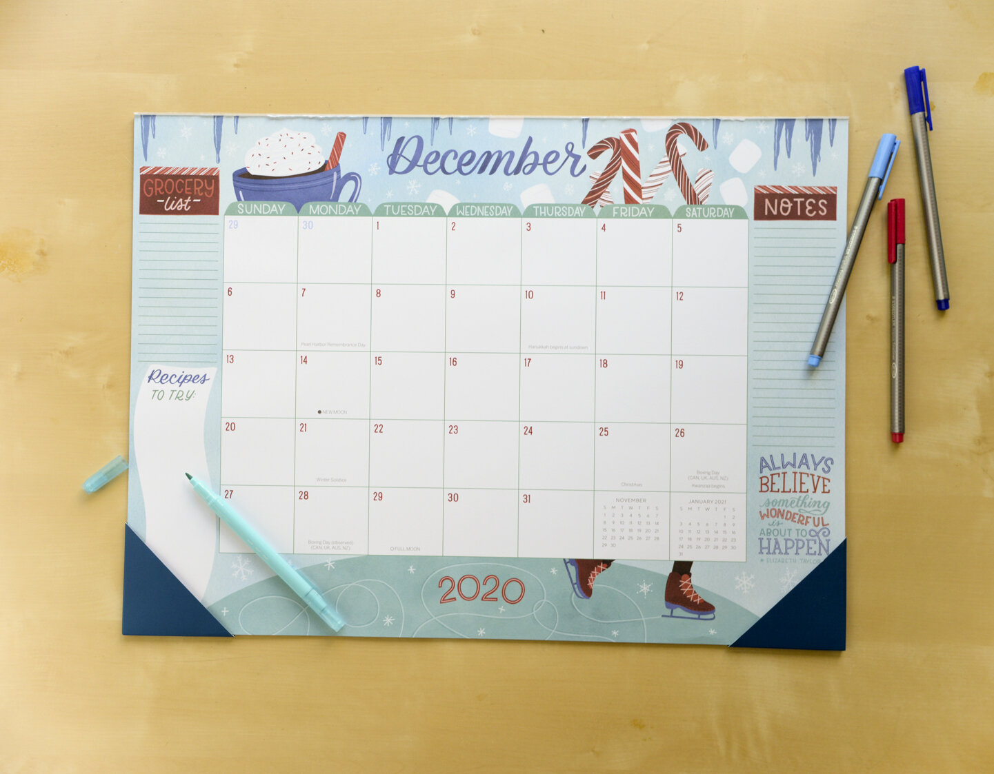 2019-2020 Sellers Publishing Illustrated Deskpad Calendar by Becca Cahan