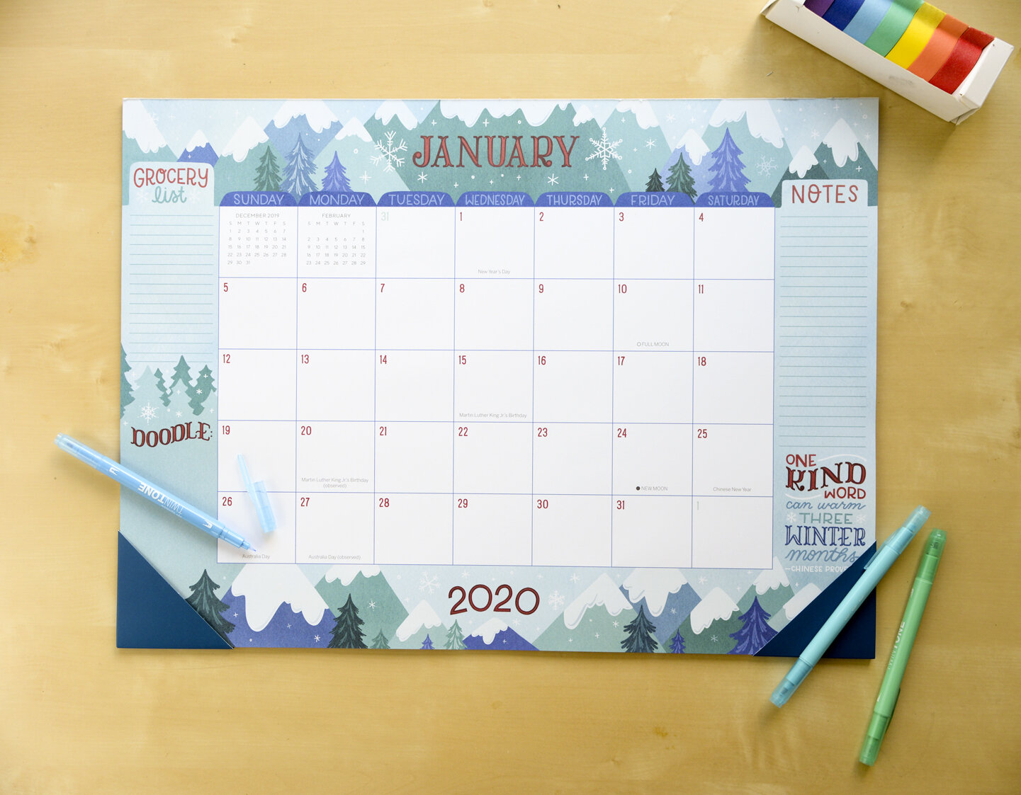 2019-2020 Sellers Publishing Illustrated Deskpad Calendar by Becca Cahan