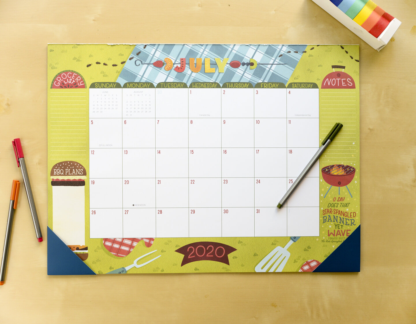 2019-2020 Sellers Publishing Illustrated Deskpad Calendar by Becca Cahan