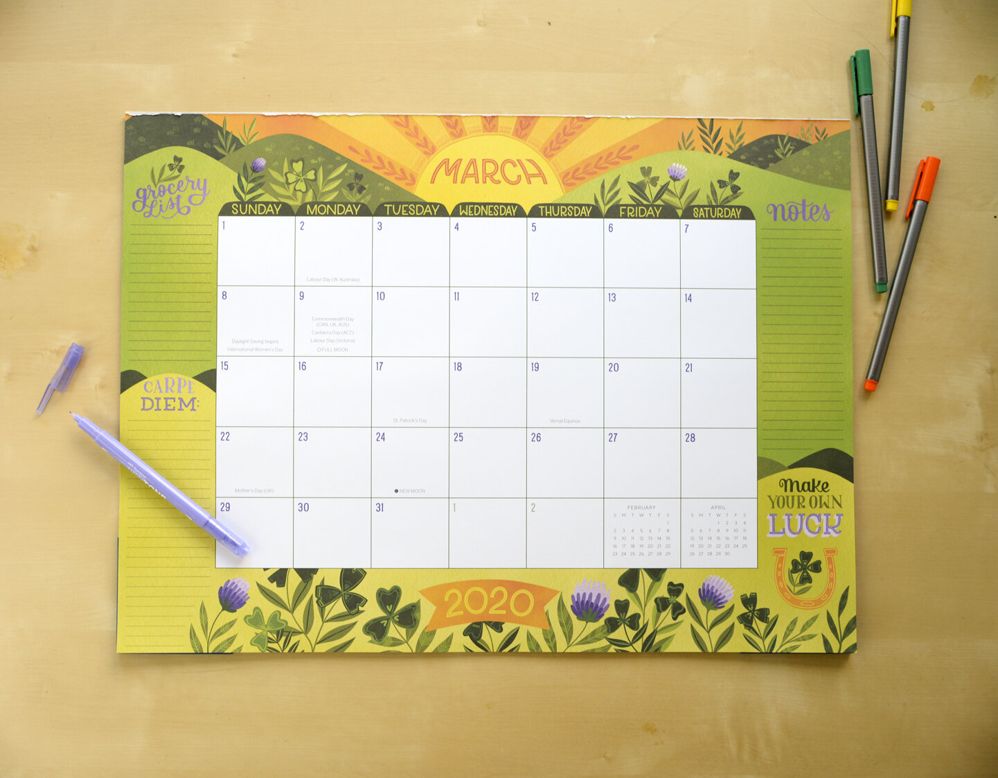 2019-2020 Sellers Publishing Illustrated Deskpad Calendar by Becca Cahan