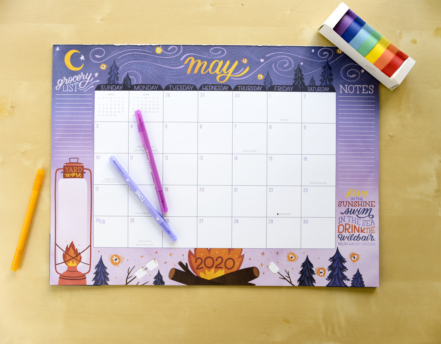 2019-2020 Sellers Publishing Illustrated Deskpad Calendar by Becca Cahan