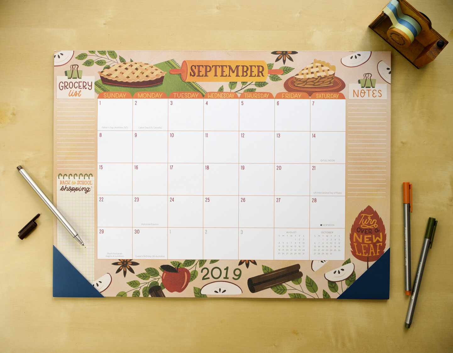 2019-2020 Sellers Publishing Illustrated Deskpad Calendar by Becca Cahan