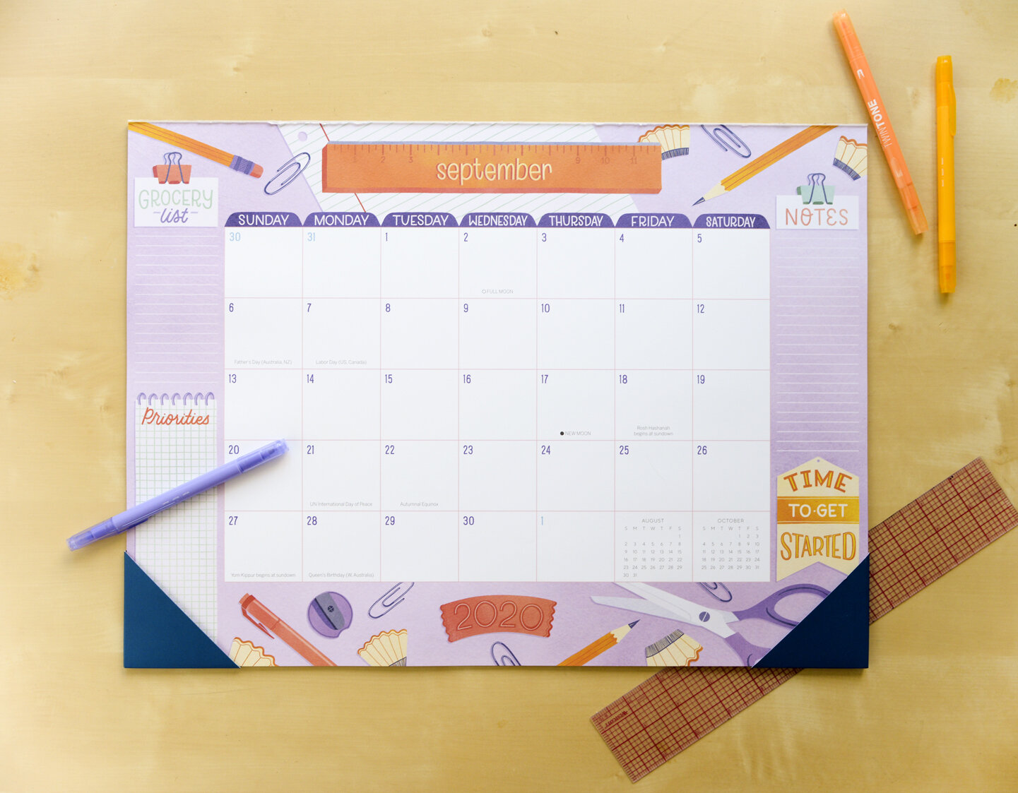 2019-2020 Sellers Publishing Illustrated Deskpad Calendar by Becca Cahan