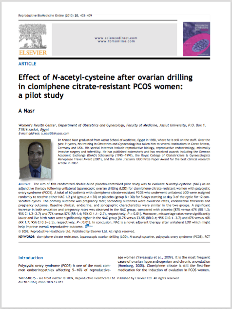 Effect of N-acetyl-cysteine after ovarian drilling in clomiphene citrate-resistant PCOS women: a pilot study.png