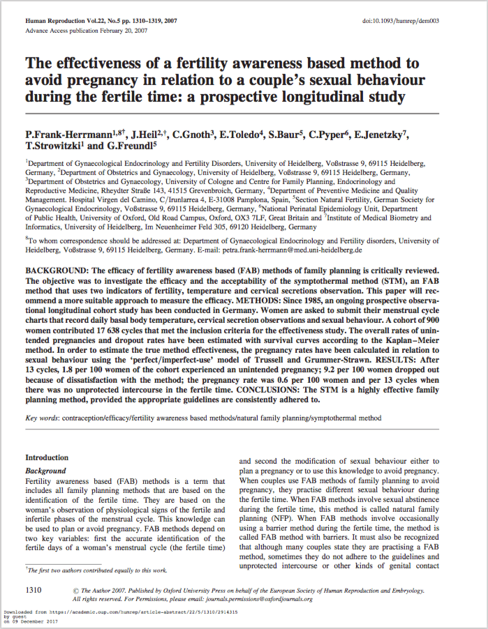 The effectiveness of a fertility awareness based method to avoid pregnancy in relation to a couple's sexual behaviour during the fertile time.png