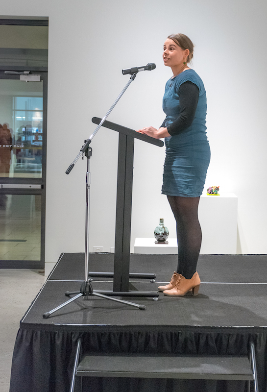 Exhibitions Manager Sabrina Roesner opens the Exhibition