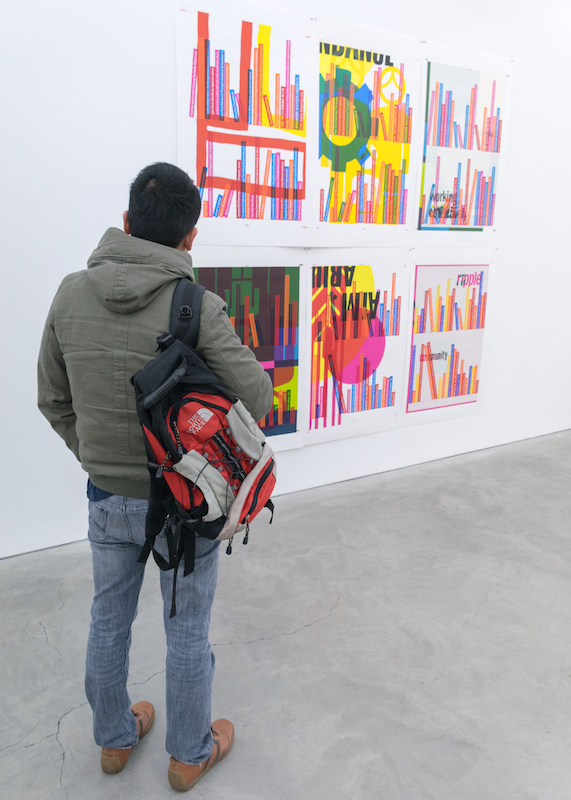 Maxx enjoying Emily Floyd's current exhibition at Anna Schwartz Gallery Melbourne