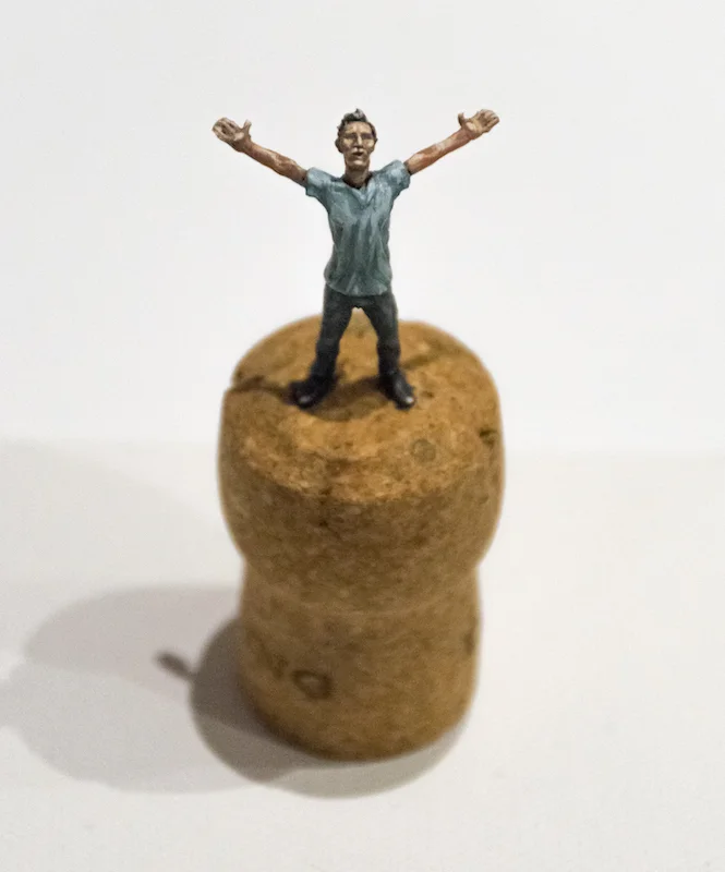 one of Thomas Bowman's miniscule sculptures at Flinders lane Gallery 