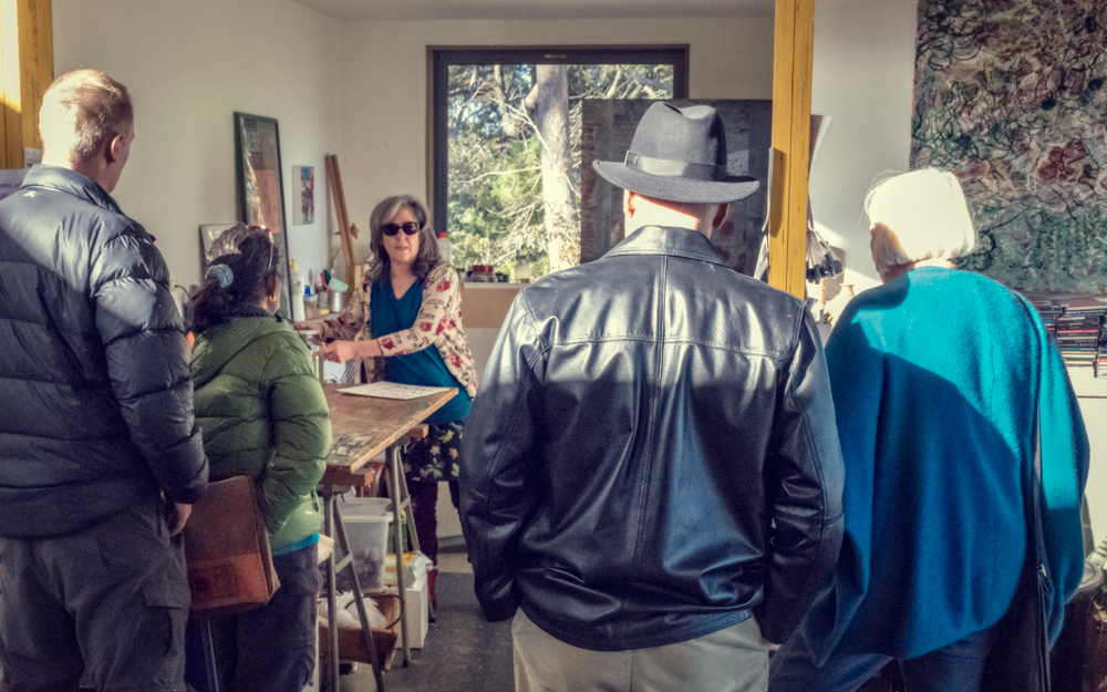 Audrey demonstrating her encaustic technique