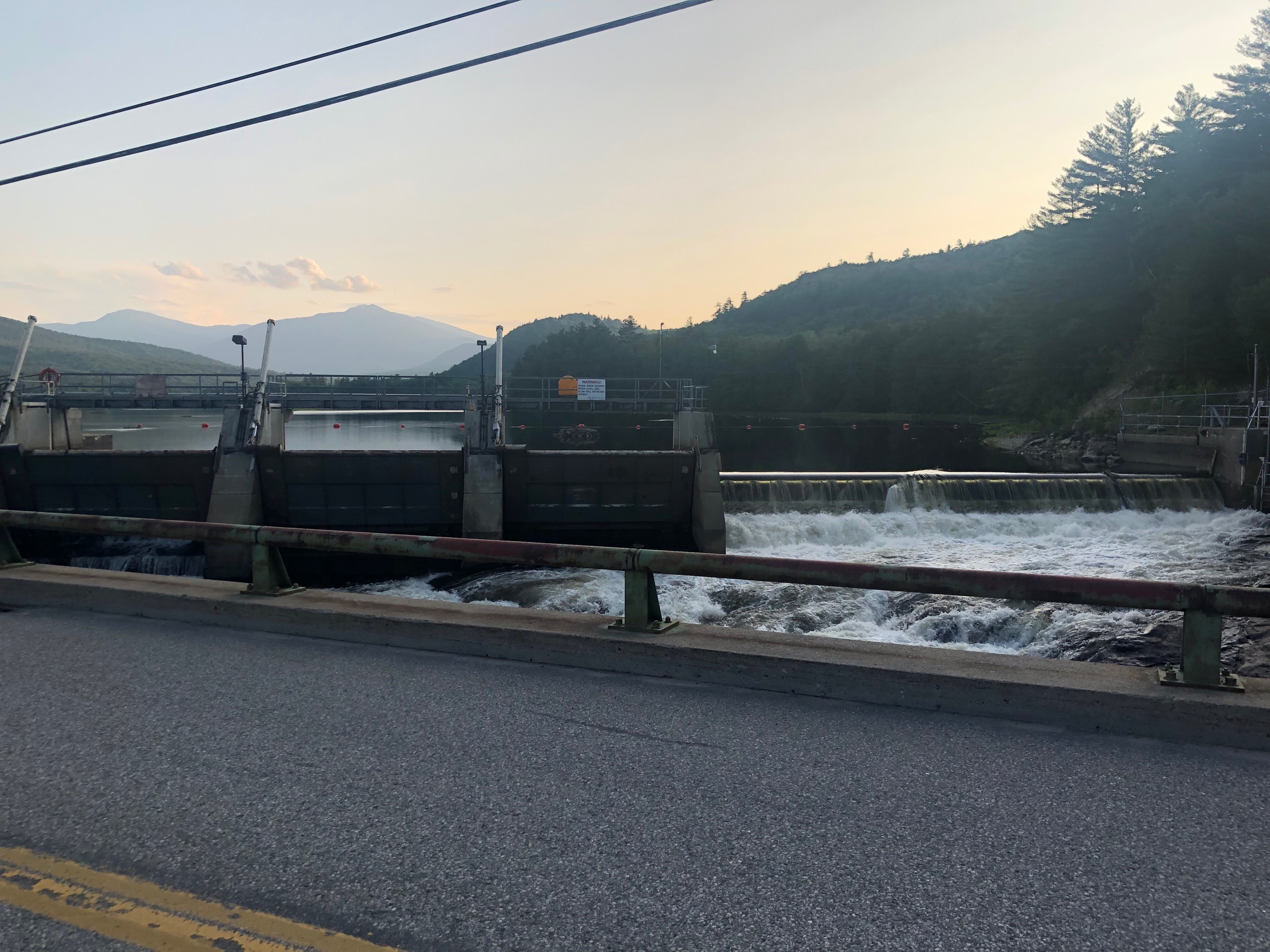 The Dam at the Androscoggin River Dam (One can see Mt Washington in the background)