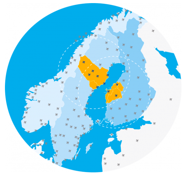 The Kvarken region, in yellow