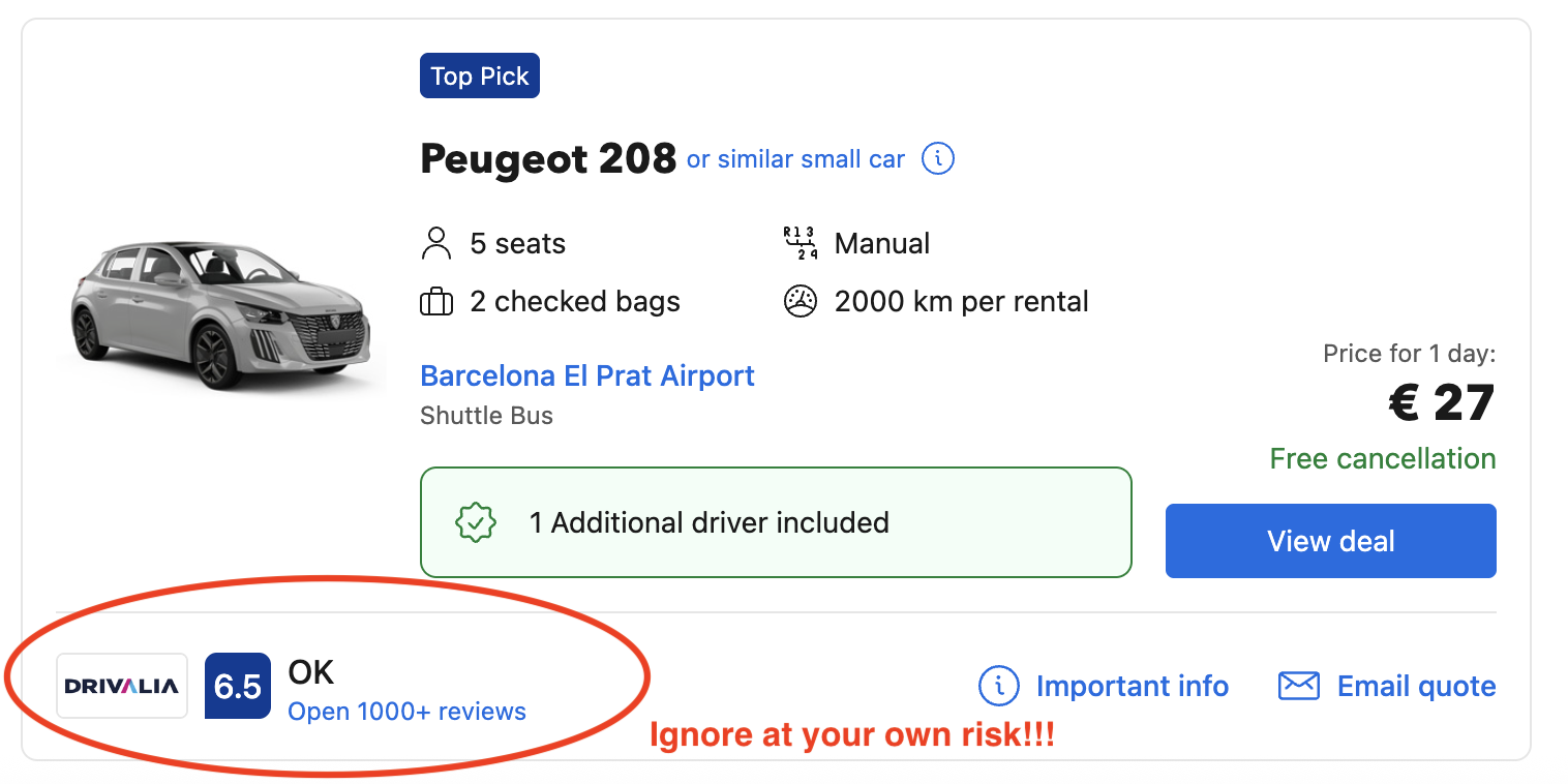 Airport car rental review: avoid renting a car with Drivalia!