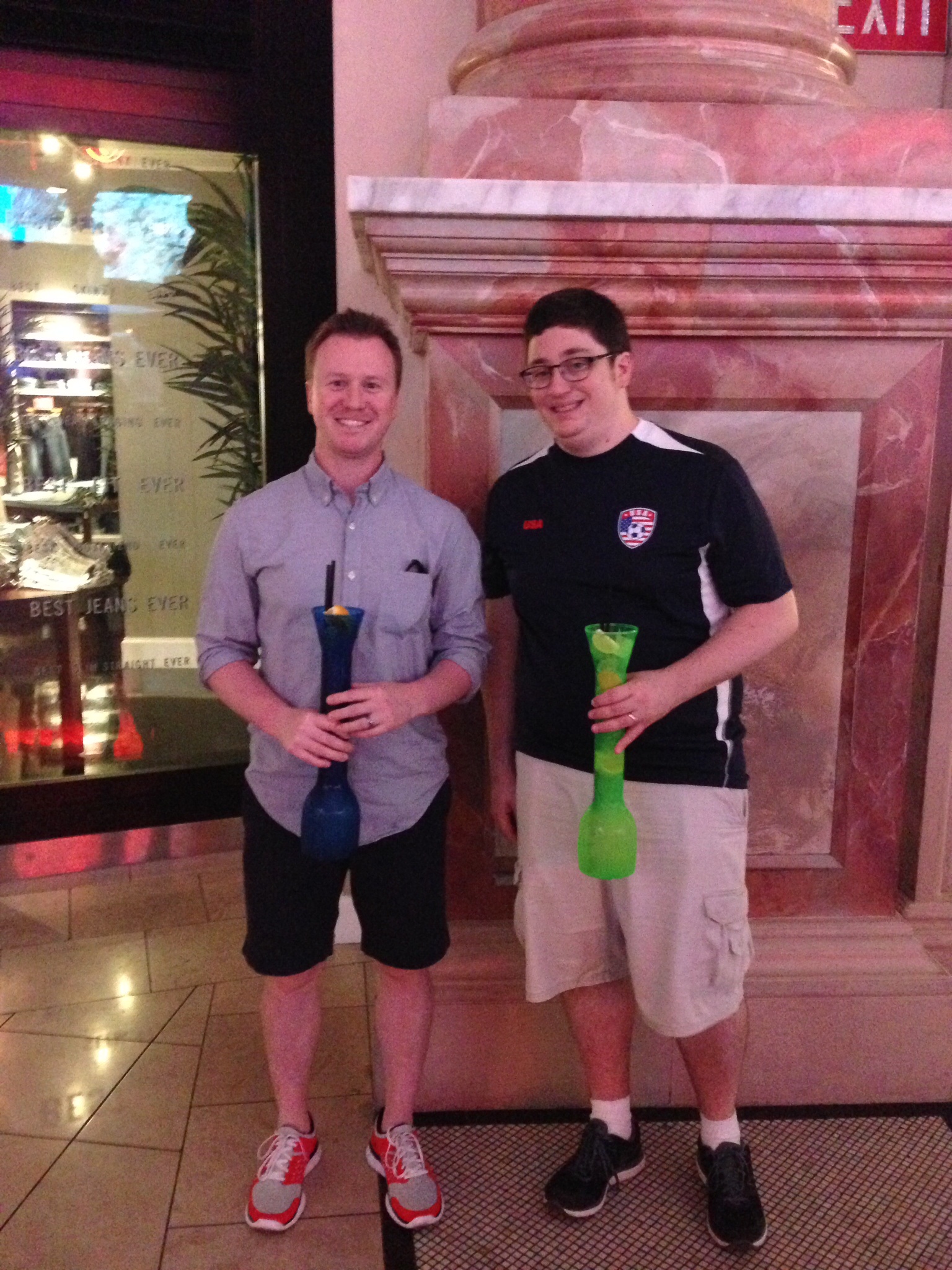 Jason and Mike with their cucumber vodka drinks.