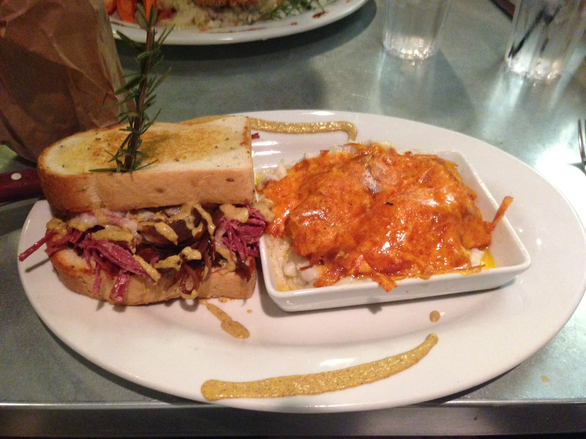 Reuben with bacon and Cheese Mashed Potatoes 