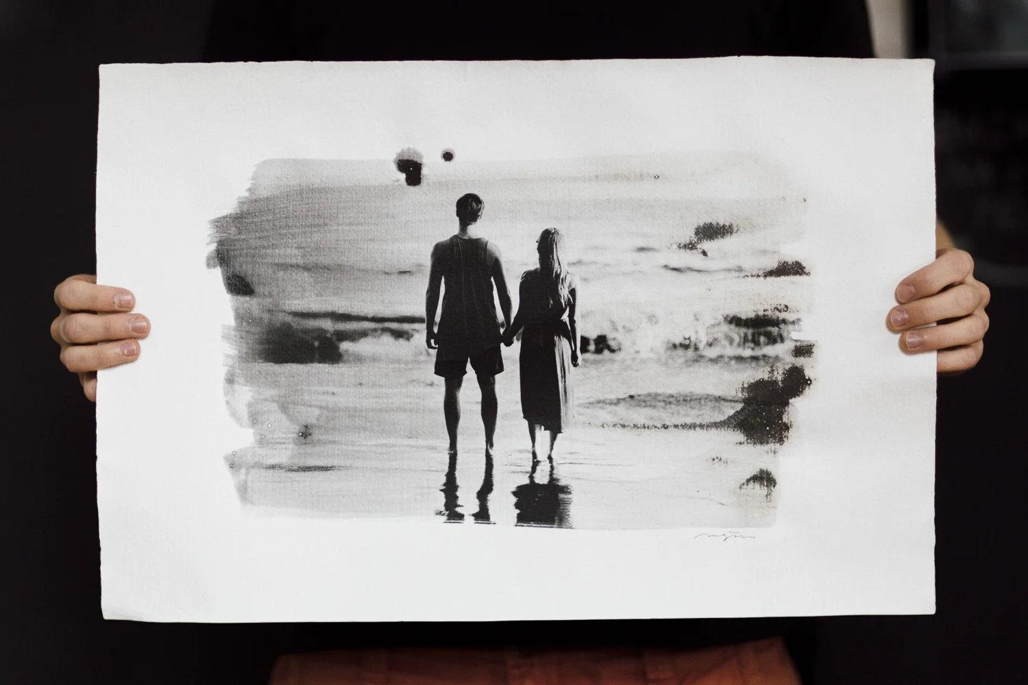 Shot on Pentax 67 using medium format Kodak Tri-X. I used liquid emulsion from Foma that I painted with a brush on handmade watercolor paper from Velke Losiny and enlarged the photo on it in a darkroom. Very exciting stuff.